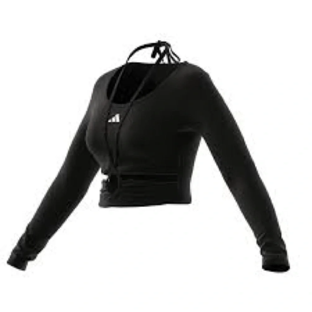 Adidas Women's Black Lace-Up Crop Top long sleeve - Picture 3 of 12